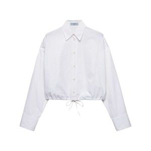 Prada Cropped White Shirt With Classic Collar - NWT